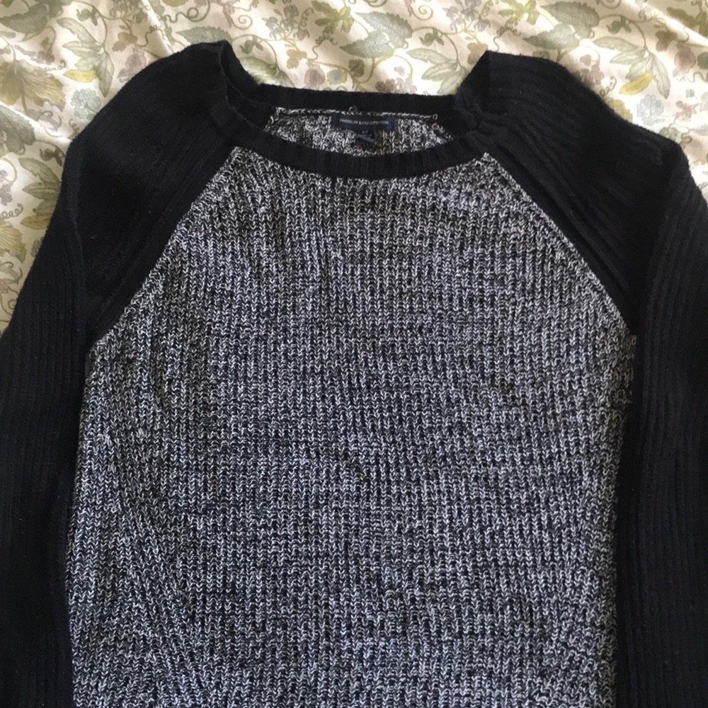 Comfy Black and White Baseball Style Sweater